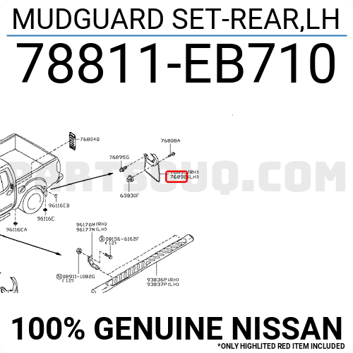 Chắn Bùn Bánh Xe Sau Trái Nissan Navara Mã phụ tùng 78811eb710