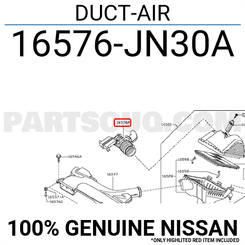 Ống Hút Gió Hộp Lọc Gió Nissan Teana Mã phụ tùng 16576JN30A