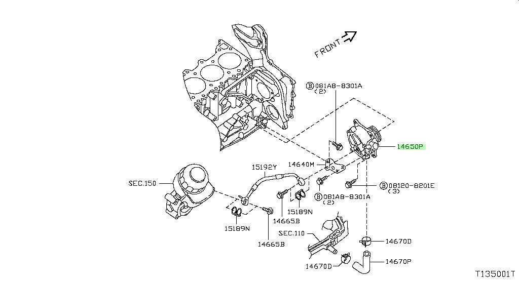 Bơm Nước Động Cơ Nissan Navara Mã phụ tùng 14640EB70A