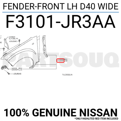 Tai Xe Trái Nissan Navara Mã phụ tùng F3101JR3AA