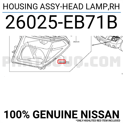 Đèn Pha Phải Nissan Navara Mã phụ tùng 26025EB71B