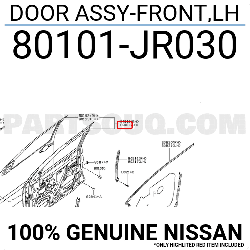 Cánh Cửa Trước Trái Nissan Navara Mã phụ tùng 80101JR030