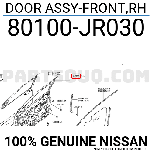 Cánh Cửa Trước Phải Nissan Navara Mã phụ tùng 80100JR030