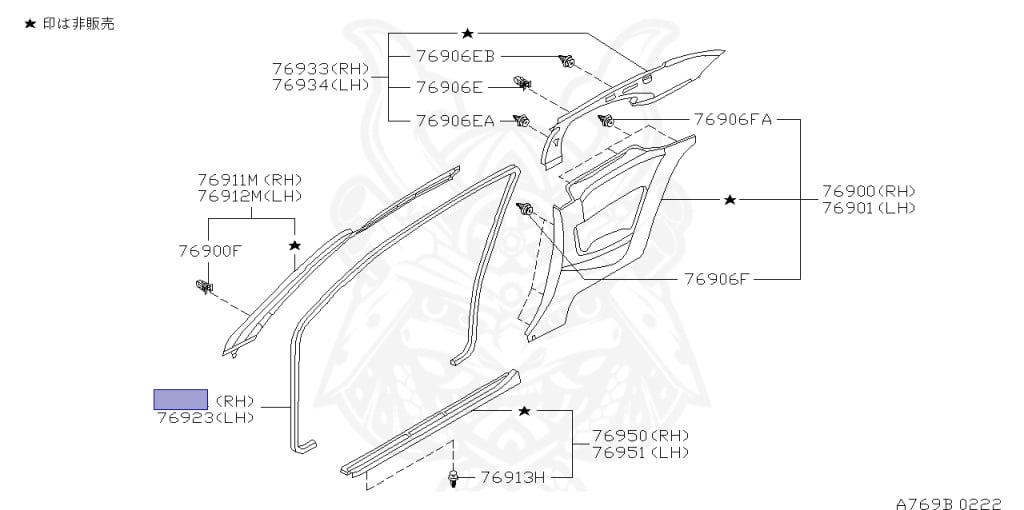 Gioăng Khung Thành Cánh Cửa Trước Phải Nissan Navara Mã phụ tùng 76921EB700