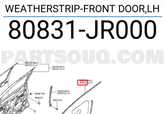 Gioăng Cánh Cửa Trước Trái Nissan Navara Mã phụ tùng 80831jr000