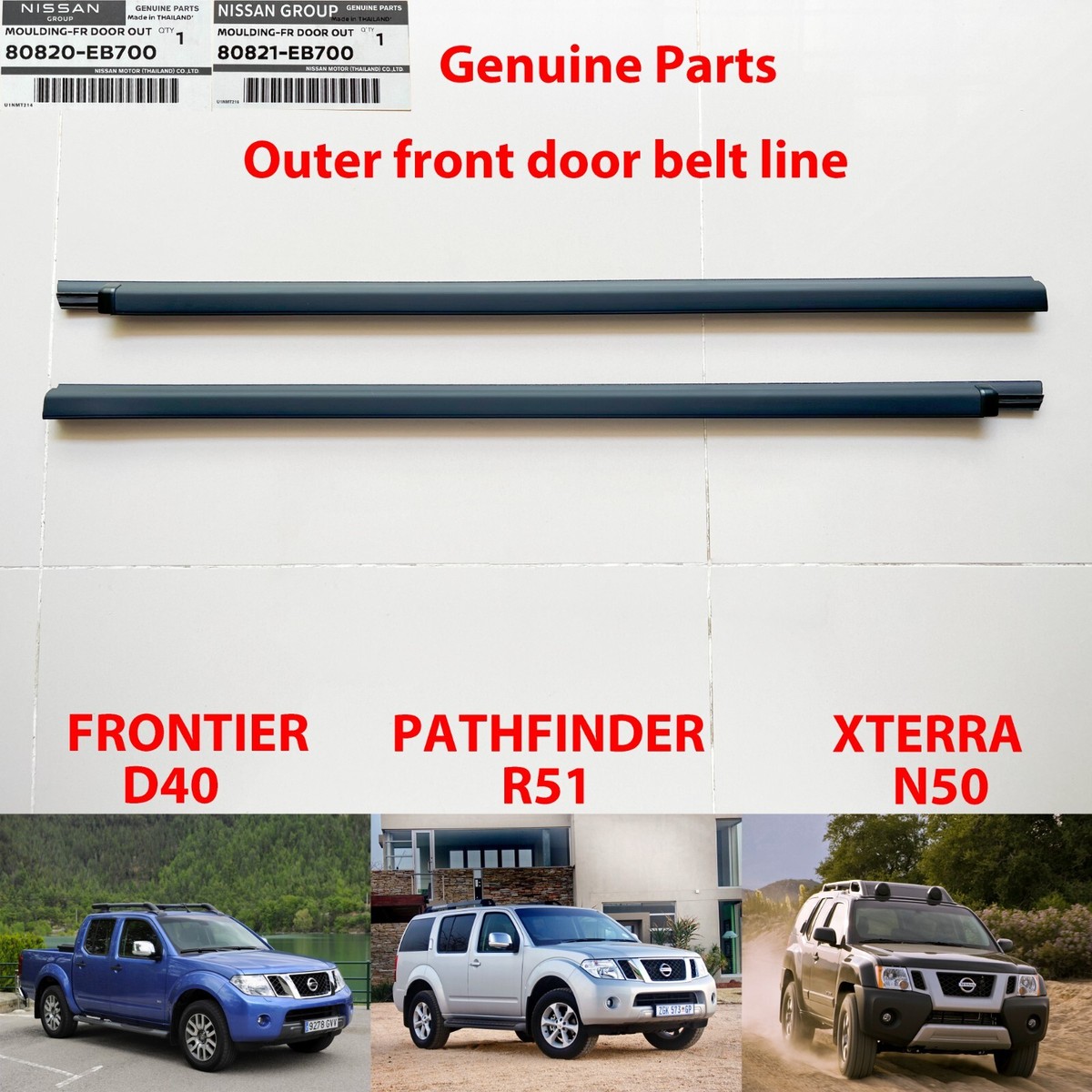 Nẹp Chân Kính Cánh Cửa Ngoài Trái Nissan Navara Mã phụ tùng 80821eb700