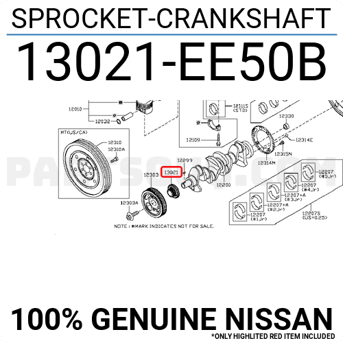 Bánh Răng Trục Cơ Mr20 Nissan Teana Mã phụ tùng 13021EE50b