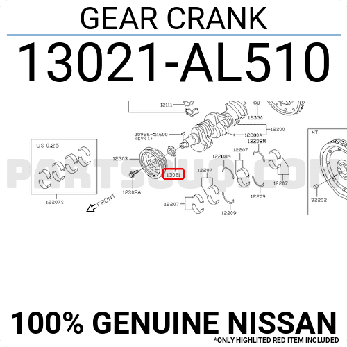 Bánh Răng 2 Tầng Đầu Trục Cơ Mr20 Nissan Teana Mã phụ tùng 13021jk20a