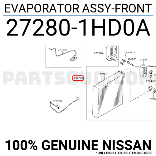 Giàn Lạnh Trong Xe Nissan Sunny Mã phụ tùng 272801hm0a