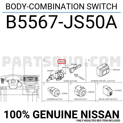 Cáp Còi Nissan Navara Mã phụ tùng B5567JS50A