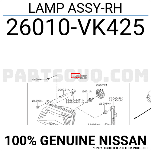 Đèn Pha Phải Không Xenon Nissan Teana Mã phụ tùng 260102yx2a