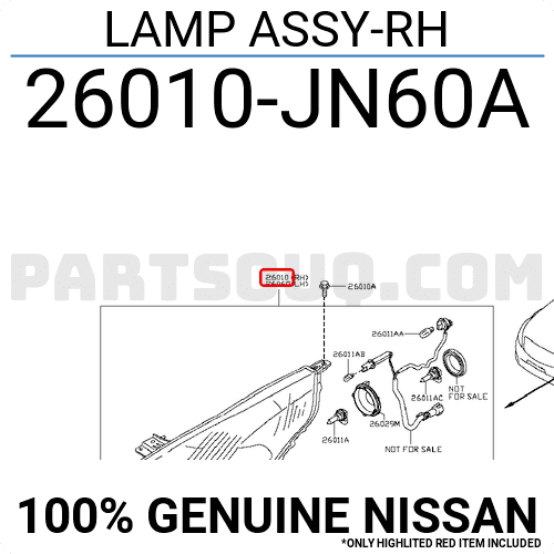 Đèn Pha Phải Không Xenon Nissan Teana Mã phụ tùng 26010JN65A