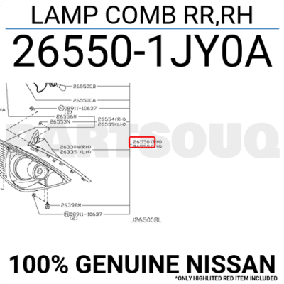 Đèn Hậu Phải Nissan Tida Mã phụ tùng 265501JY0A
