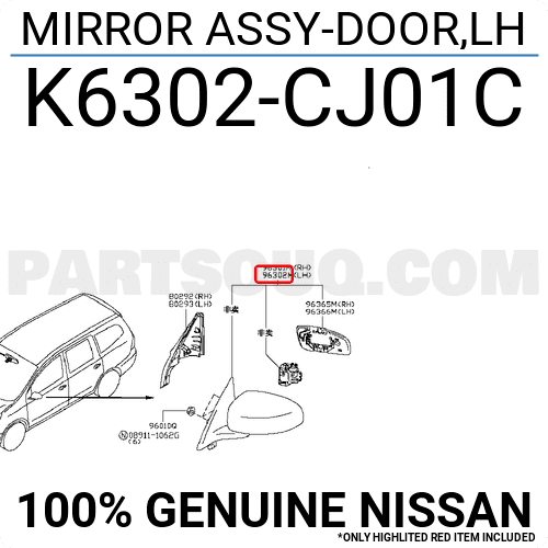 Gương Chiếu Hậu Trái Nissan Livina OEM k6302cj01c