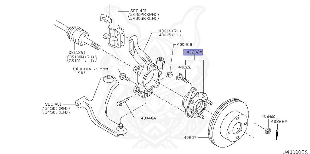 Bi May Ơ Trước Nissan Bluebird OEM 40202ED00A-OE