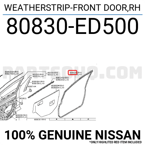 Gioăng Thành Cánh Cửa Trước Phải Nissan Tida Mã phụ tùng 80830ed500