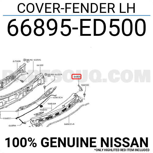 Ốp Góc Chân Kính Trái Nissan Tida Mã phụ tùng 66895ed500