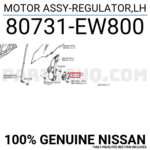 Mô Tơ Lên Xuống Kính Trước Trái Nissan Livina Mã phụ tùng 80731EW800