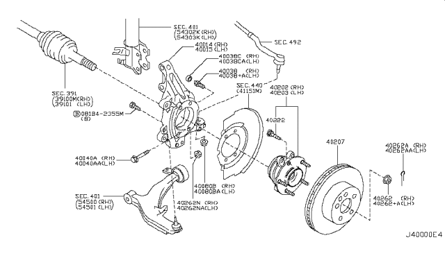 Bi May Ơ Trước Nissan Murano Mã phụ tùng 40202JP11A