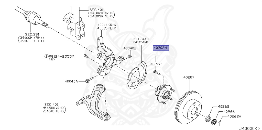 Bi May Ơ Trước Nissan Teana OEM 40202JN01A