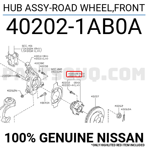 Bi May Ơ Trước Nissan Teana OEM 402021AB0A