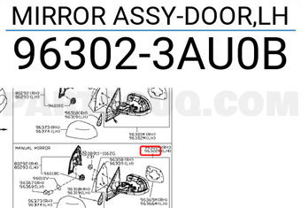 Gương Chiếu Hậu 3 Rắc Điện Trái Nissan Sunny Mã phụ tùng 963023AW0B