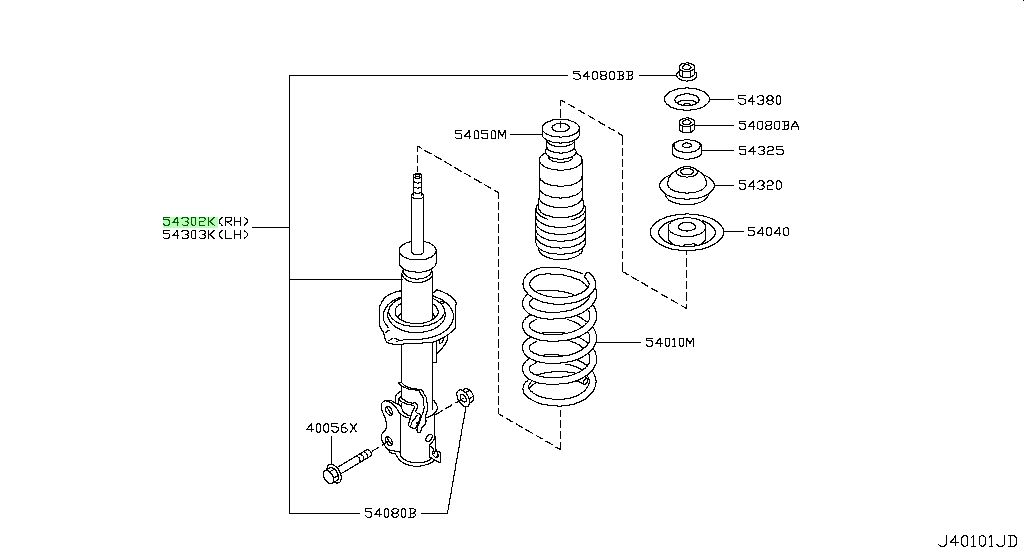 Giảm Xóc Trước Phải Nissan Sunny OEM E43023BB1A