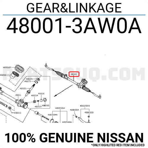 Thước Lái Trợ Lực Điện Nissan Sunny OEM 480013AW01