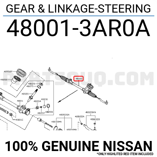 Thước Lái Trợ Lực Điện Nissan Sunny OEM 480013AW0A-OE