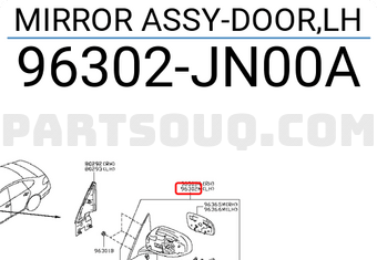 Gương Chiếu Hậu - L (9 Giắc) Nissan Teana Mã phụ tùng 96302JN10A