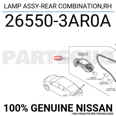 Đèn Hậu Phải Nissan Sunny Mã phụ tùng 265503AR0A