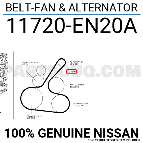 Dây Curoa Tổng Mr20/ Mr18 Nissan Qashqai Mã phụ tùng 11720EN20A