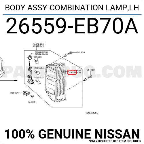 Đèn Hậu - L Nissan Navara Mã phụ tùng 26559EB70A