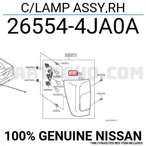 Đèn Hậu Phải Nissan Teana Mã phụ tùng 265544ja0a