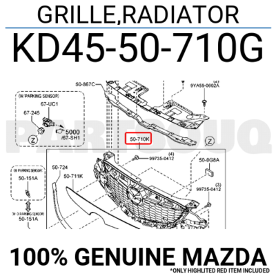 Ca Lăng Mazda CX-5 Mã phụ tùng KD4550710G