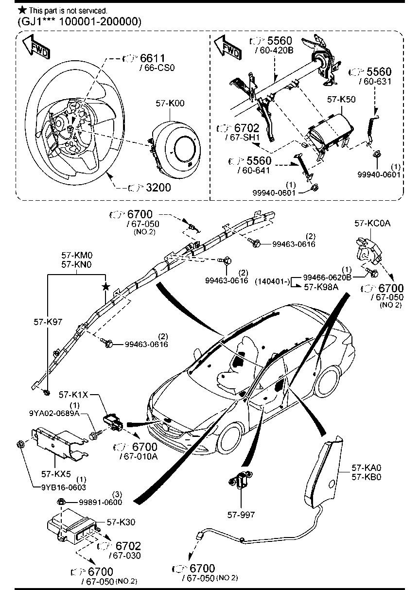 Túi Khí Phải Mazda Mazda 6 Mã phụ tùng GHP957K50A