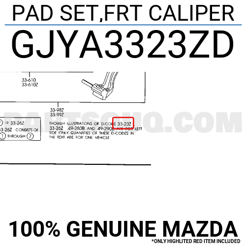 Má Phanh Trước Mazda Mazda 6 Mã phụ tùng GJYA3323ZD