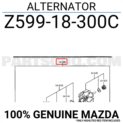 Máy Phát Điện (Động Cơ Kim Phun Điện Tử) Mazda 626 Mã phụ tùng Z59918300A