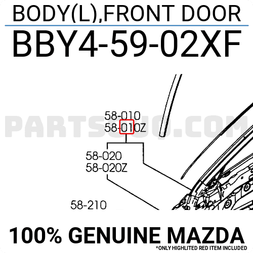 Vỏ Cánh Cửa Trước Trái Mazda Mazda 3 Mã phụ tùng BBY45902XF