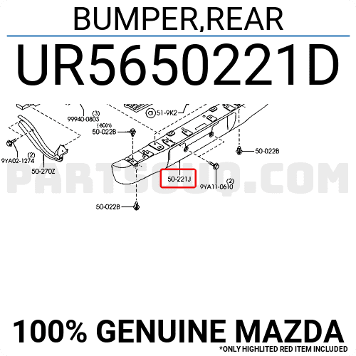 Cản Sau Bằng Nhựa Mazda BT-50 Mã phụ tùng UR5650221