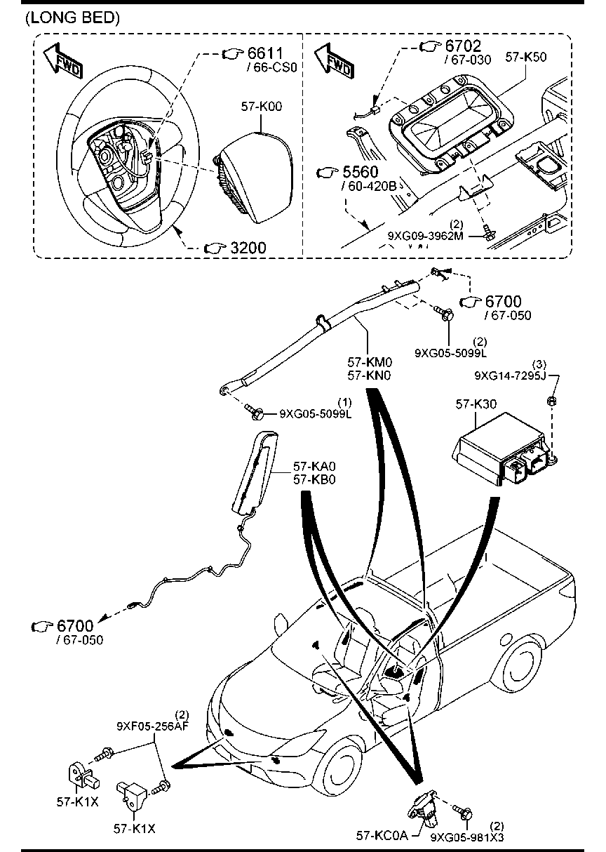 Hộp Điều Khiển Túi Khí Mazda BT-50 Mã phụ tùng UC9M57K30D
