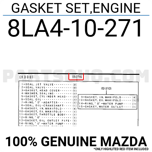 Gioăng Đại Tu 1.6L - 3Bk Mazda Mazda 3 Mã phụ tùng 8LA410271