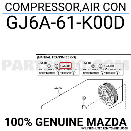 Lốc Điều Hòa Mazda Mazda 6 Mã phụ tùng GJ6A61K00D