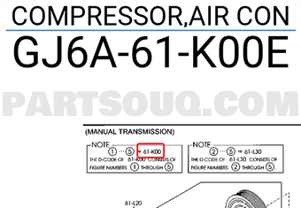 Lốc Điều Hòa Mazda Mazda 6 Mã phụ tùng GJ6A61K00E