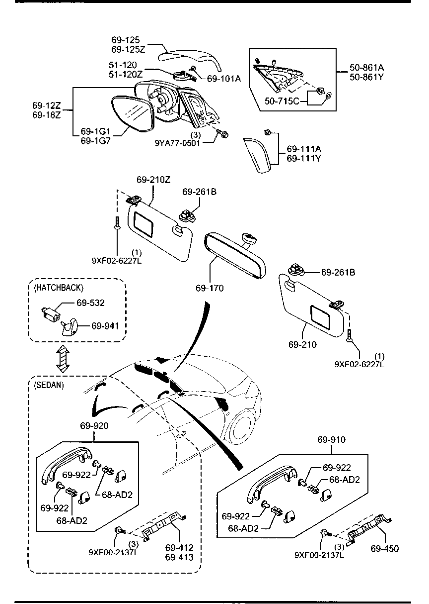 Gương Chiếu Hậu Phải - Không Ốp Gương Mazda Mazda 2 Mã phụ tùng DL336912ZD