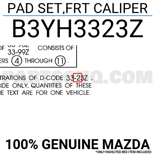 Má Phanh Trước Mazda Mazda 3 Mã phụ tùng B3YH3323Z