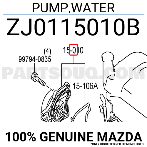 Bơm Nước 1.6 Mazda Mazda 3 Mã phụ tùng zj0115010b