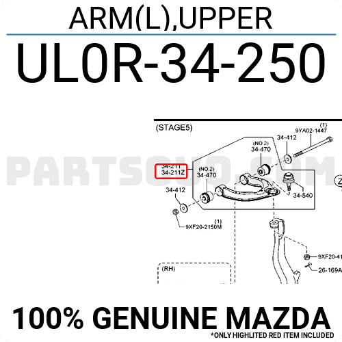 Càng A Trên Trước Trái Mazda BT-50 Mã phụ tùng UL0R34250