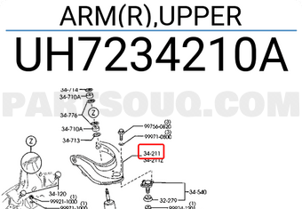 Càng A Trên Trước Trái Mazda BT-50 Mã phụ tùng UL0R34250