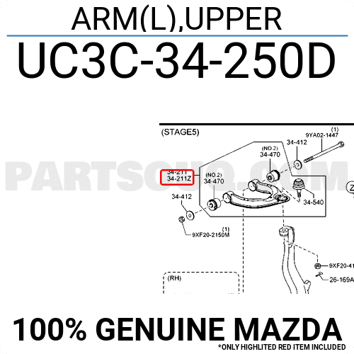 Càng A Trên Trước Trái Mazda BT-50 Mã phụ tùng UC3C34250D